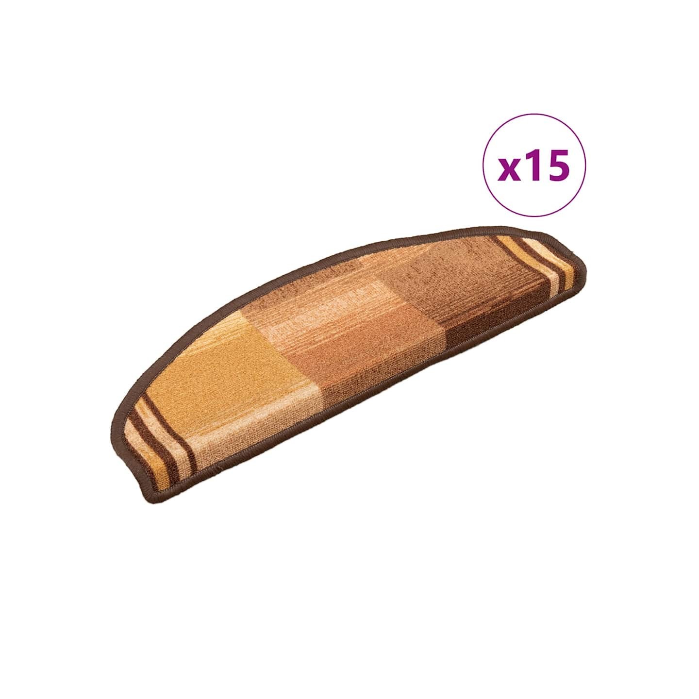 Tapis d'escalier autocollants 15 pcs Marron 65x21x4 cm
