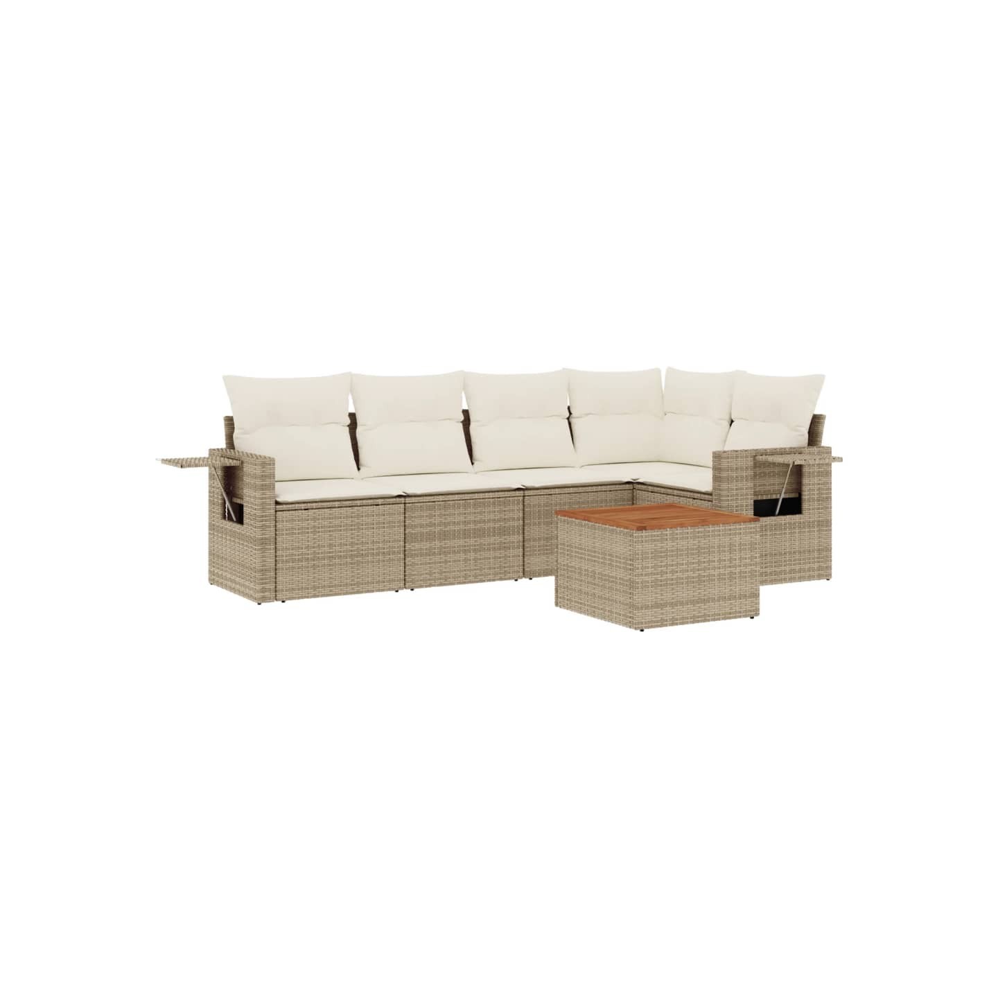 Salon de jardin avec coussins 6 pcs beige résine tressée