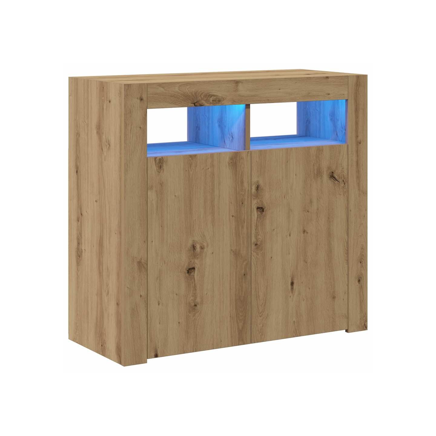 Buffet avec lumières LED chêne artisanal bois d'ingénierie