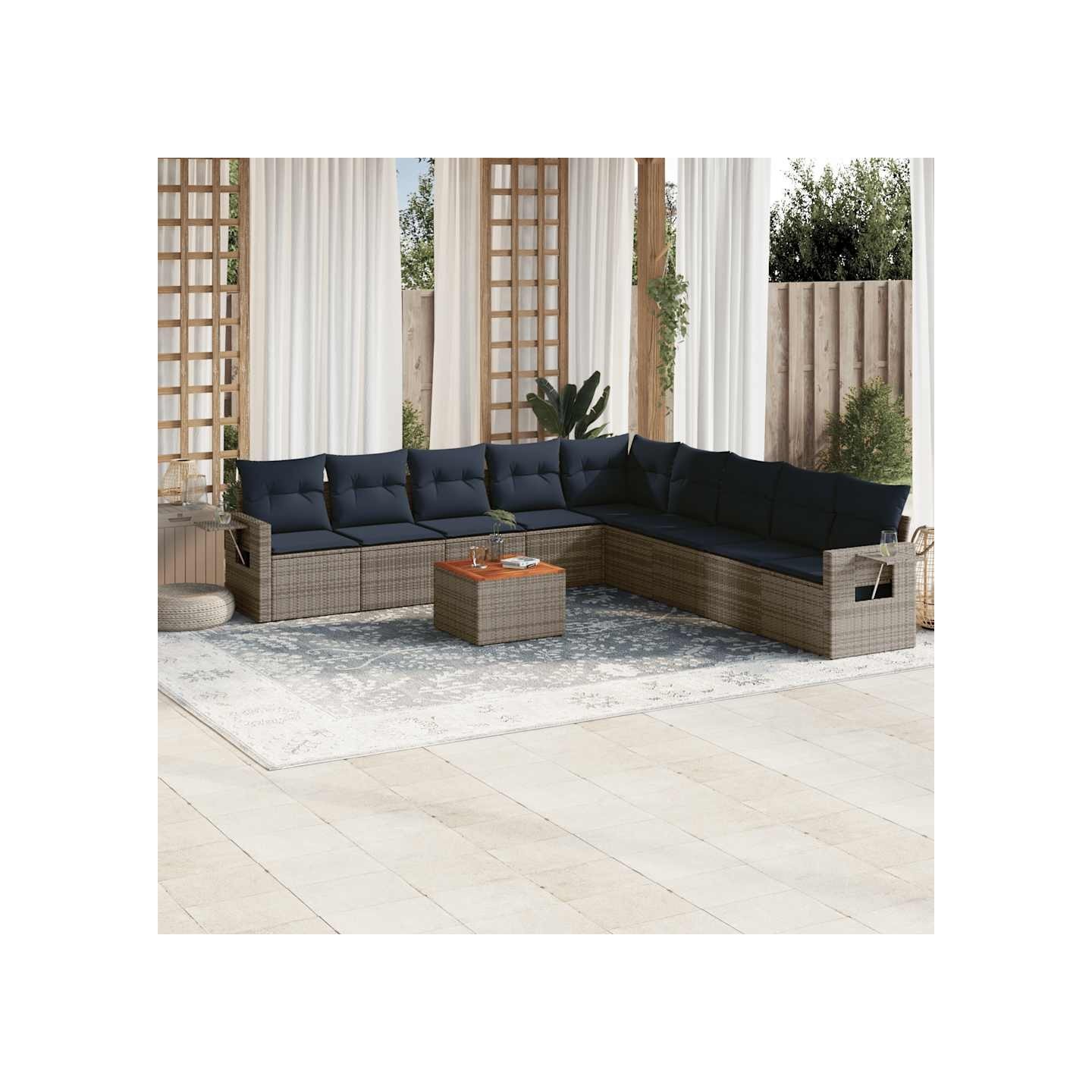 Ensemble de canapé de jardin 10 pcs avec coussins gris