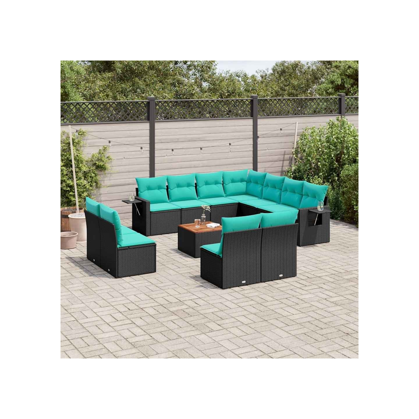Ensemble de canapé de jardin 12 pcs avec coussins noir