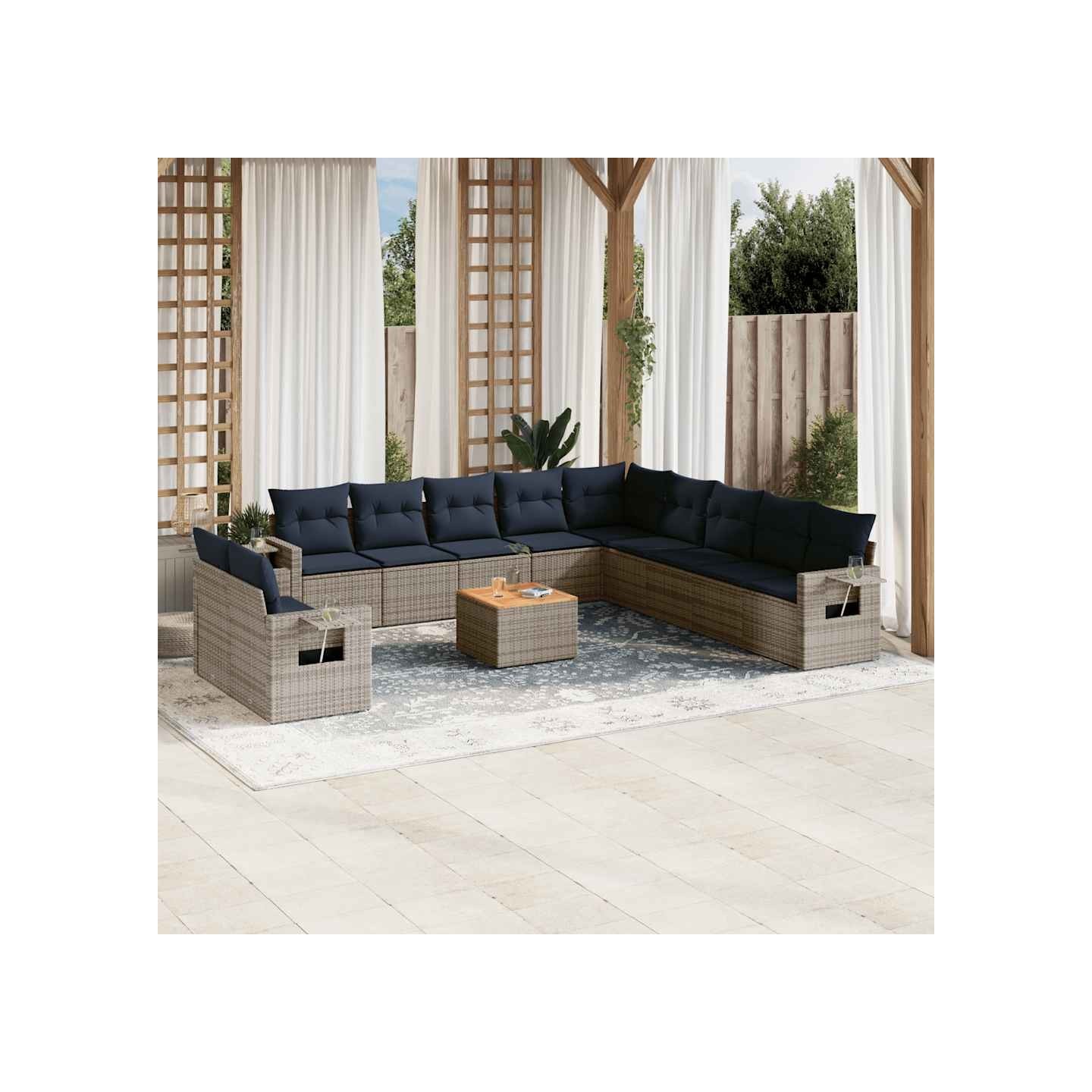 Ensemble de canapé de jardin 12 pcs avec coussins gris