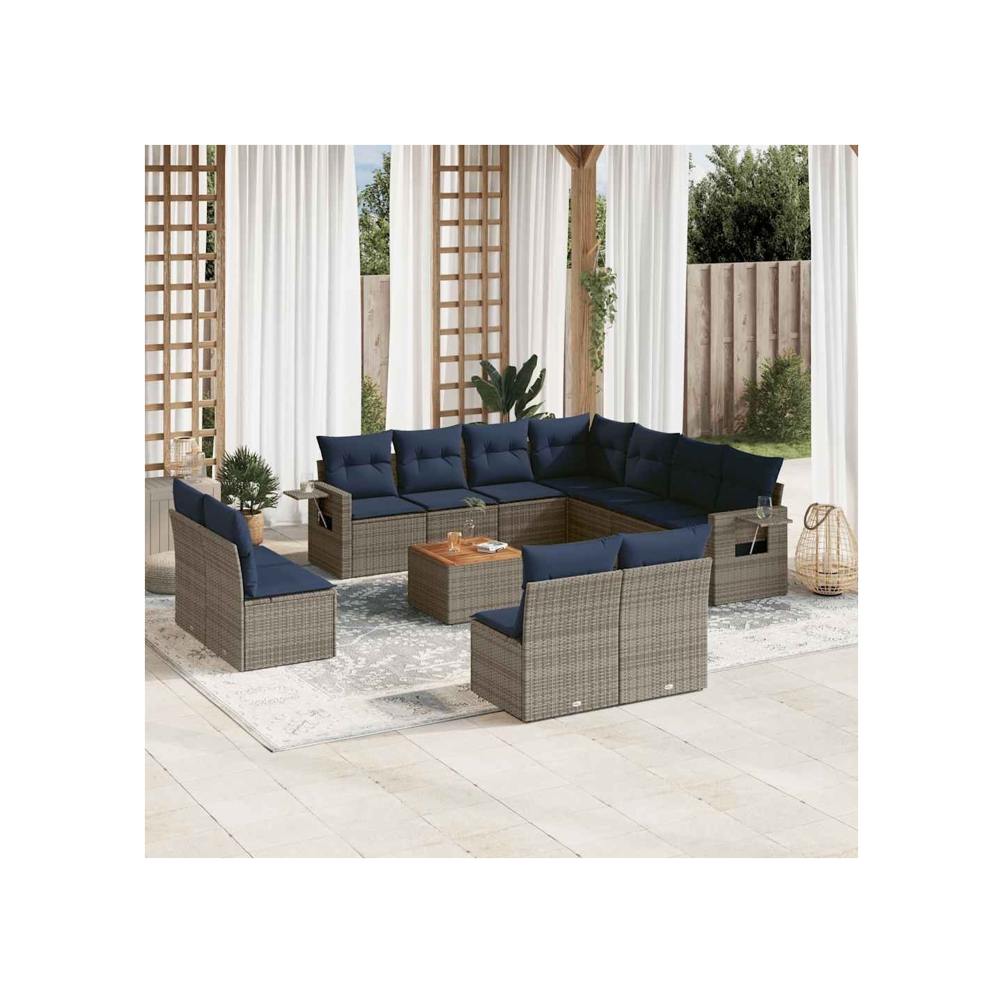 Ensemble de canapé de jardin 12 pcs avec coussins gris