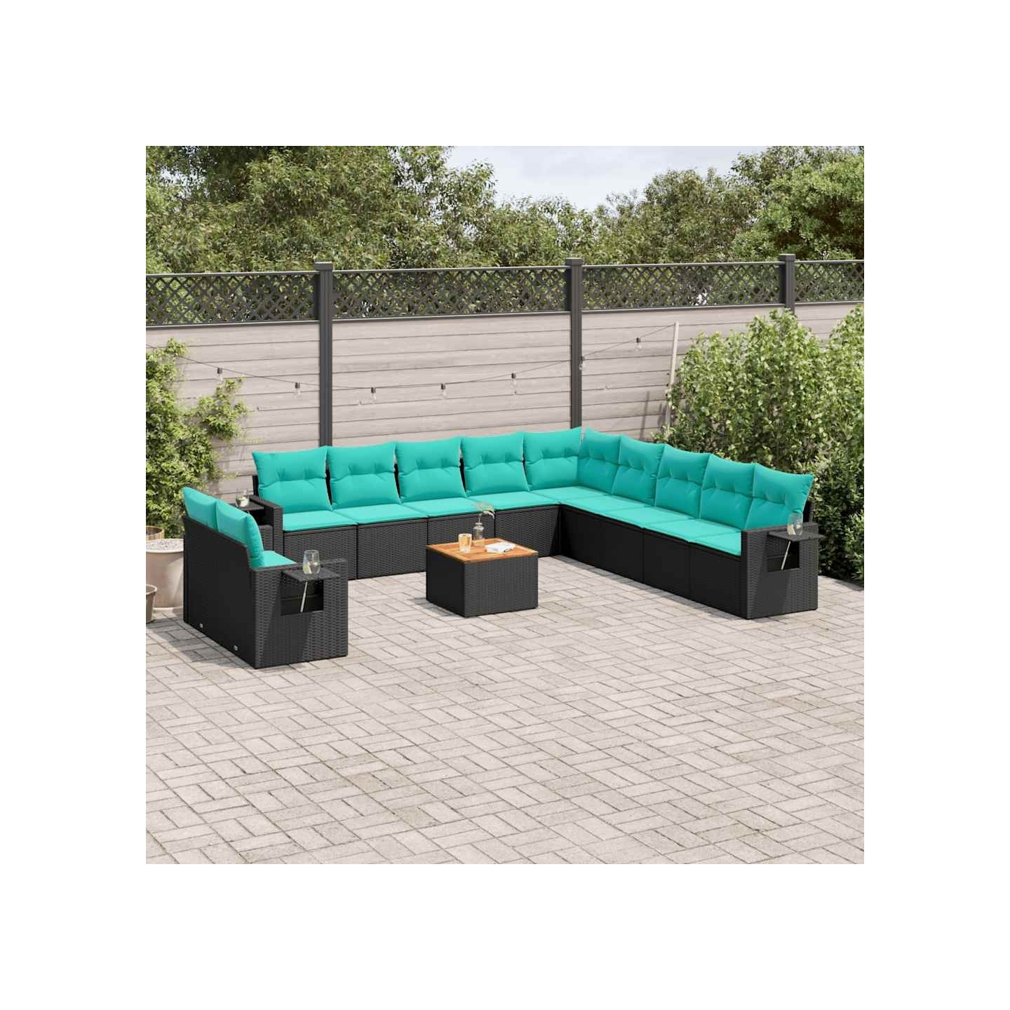 Ensemble de canapé de jardin 12 pcs avec coussins noir
