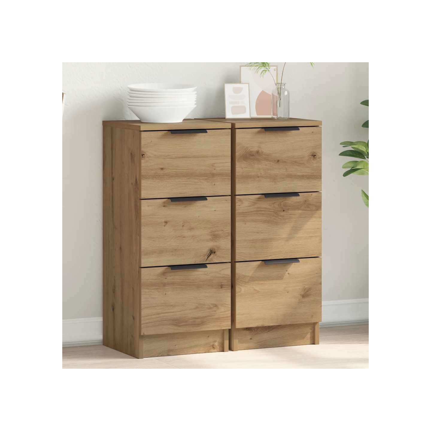 Buffets 2 pcs chêne artisanal 30x30x70 cm bois d'ingénierie
