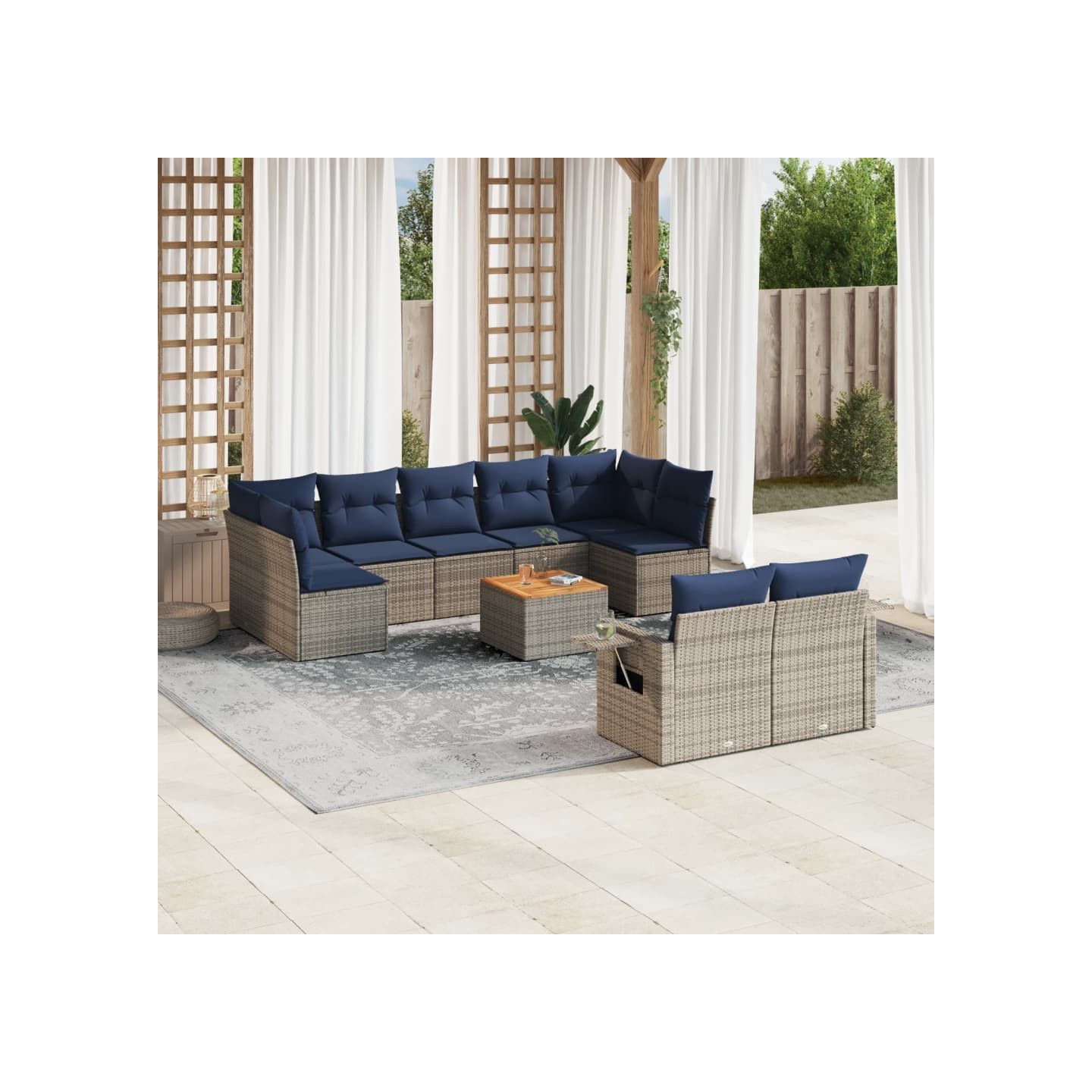 Ensemble de canapé de jardin 10 pcs avec coussins gris