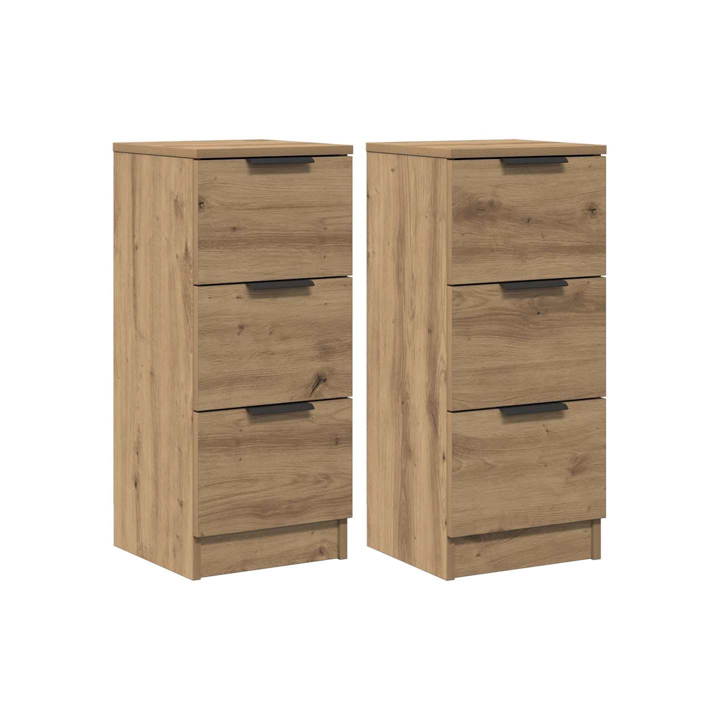 Buffets 2 pcs chêne artisanal 30x30x70 cm bois d'ingénierie
