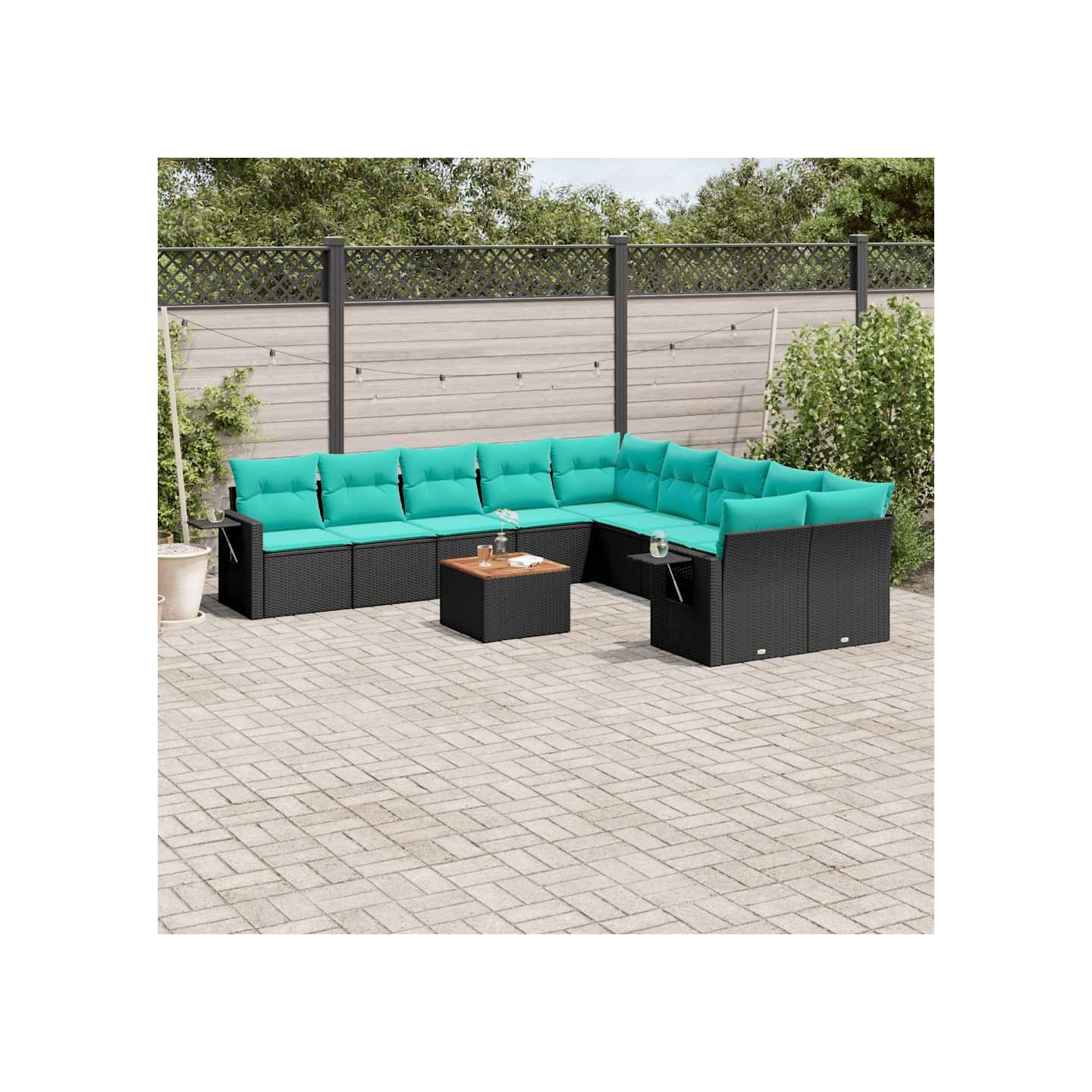 Ensemble de canapé de jardin 11 pcs avec coussins noir