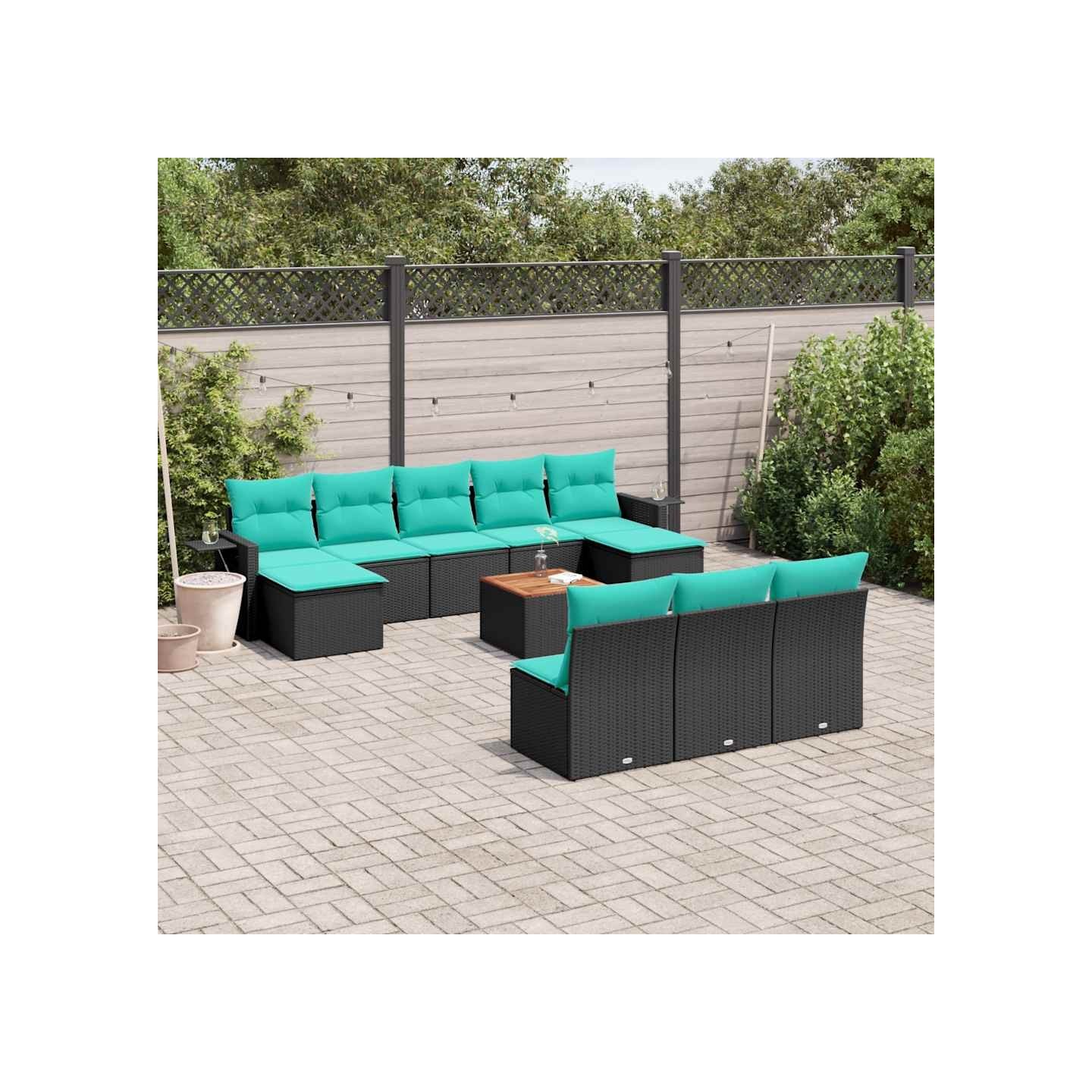 Ensemble de canapé de jardin 11 pcs avec coussins noir