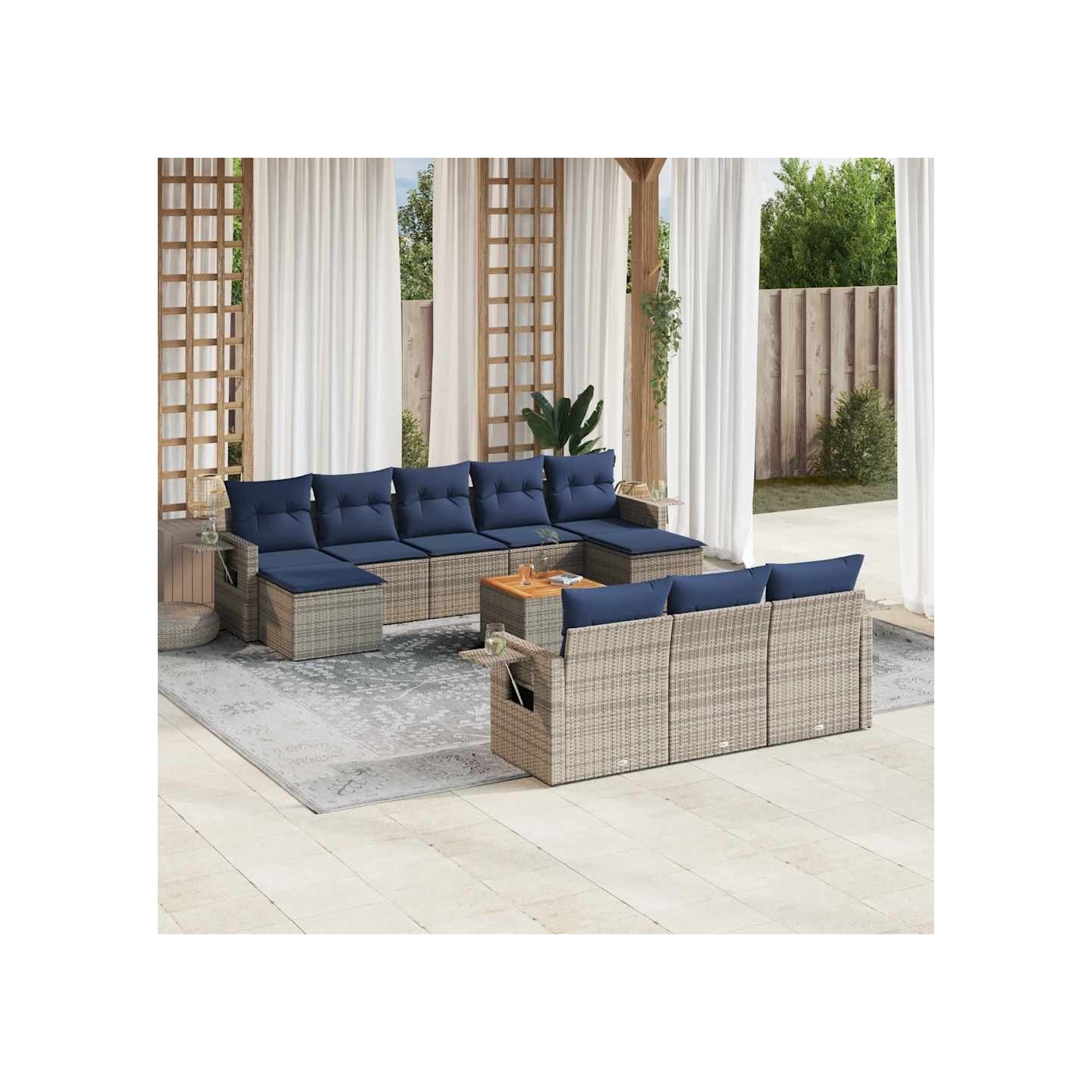 Ensemble de canapé de jardin 11 pcs avec coussins gris