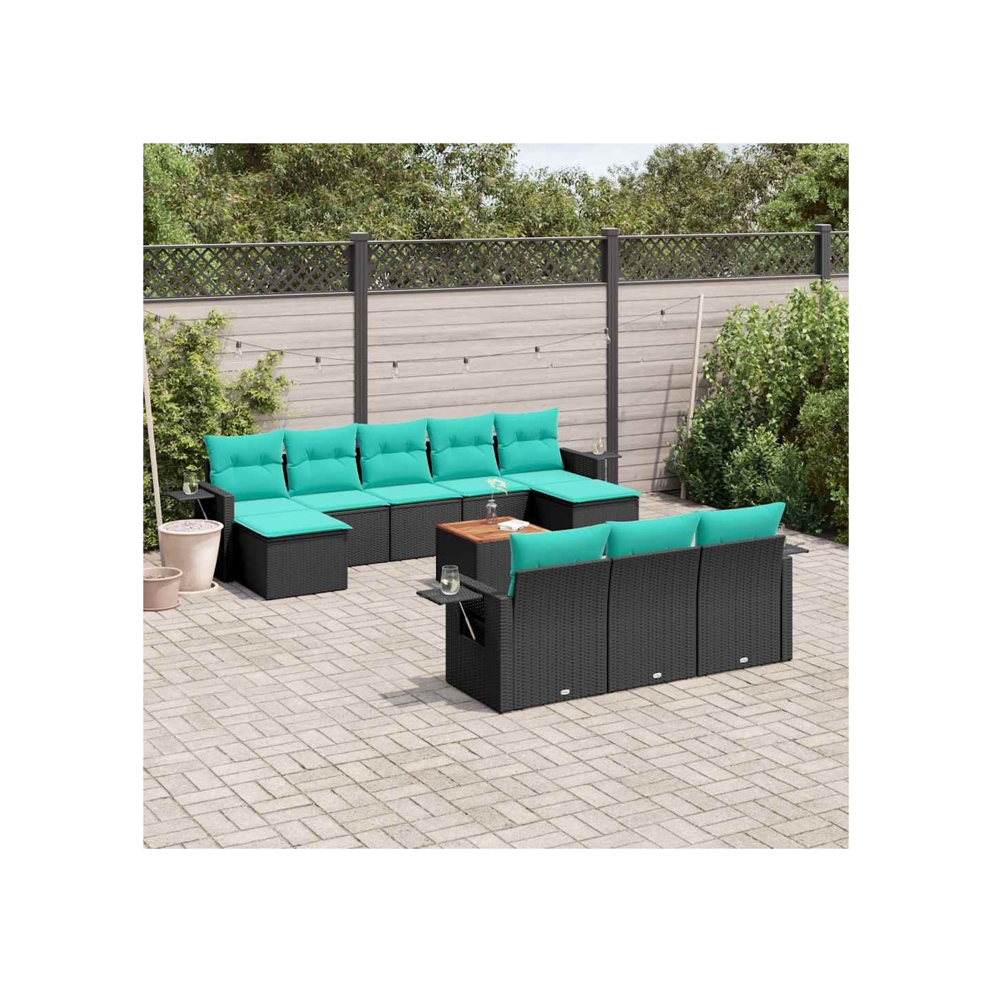 Ensemble de canapé de jardin 11 pcs avec coussins noir