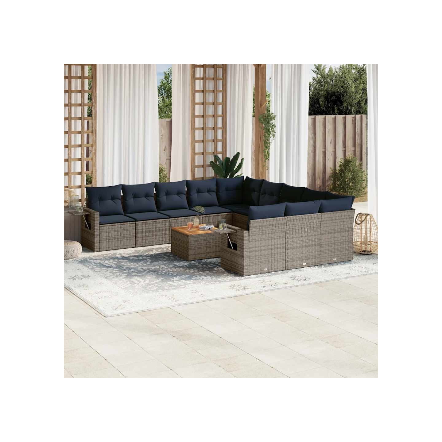 Ensemble de canapé de jardin 12 pcs avec coussins gris