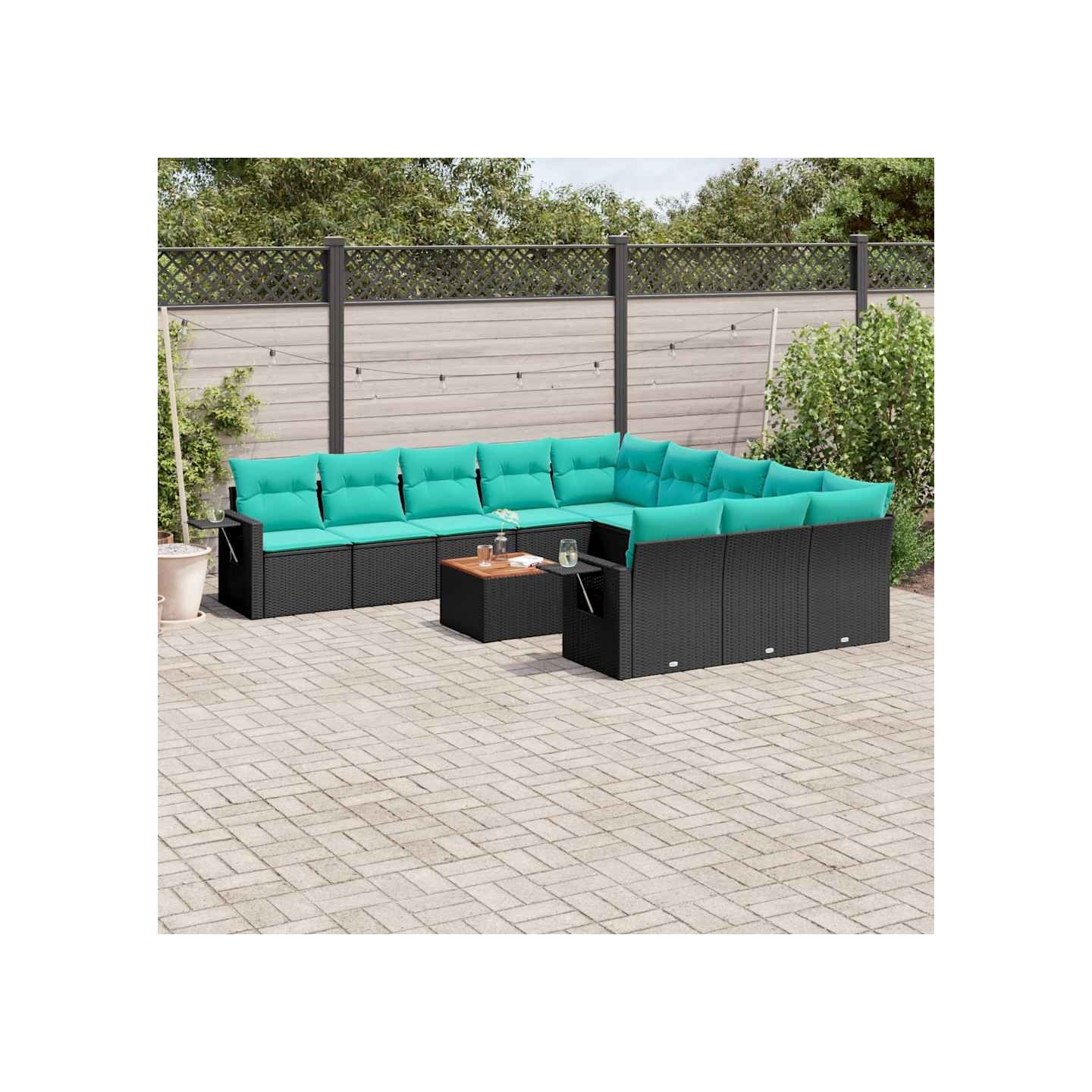 Ensemble de canapé de jardin 12 pcs avec coussins noir