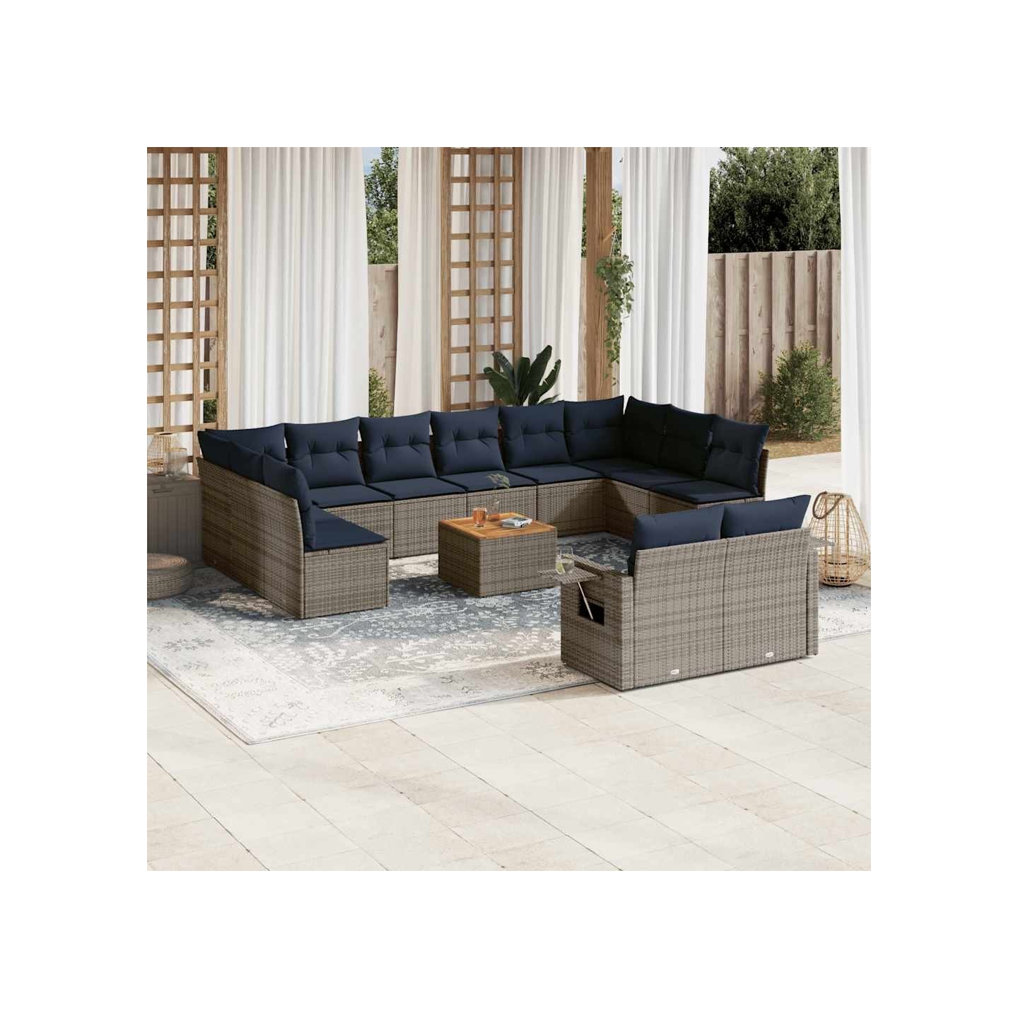Ensemble de canapé de jardin 13 pcs avec coussins gris