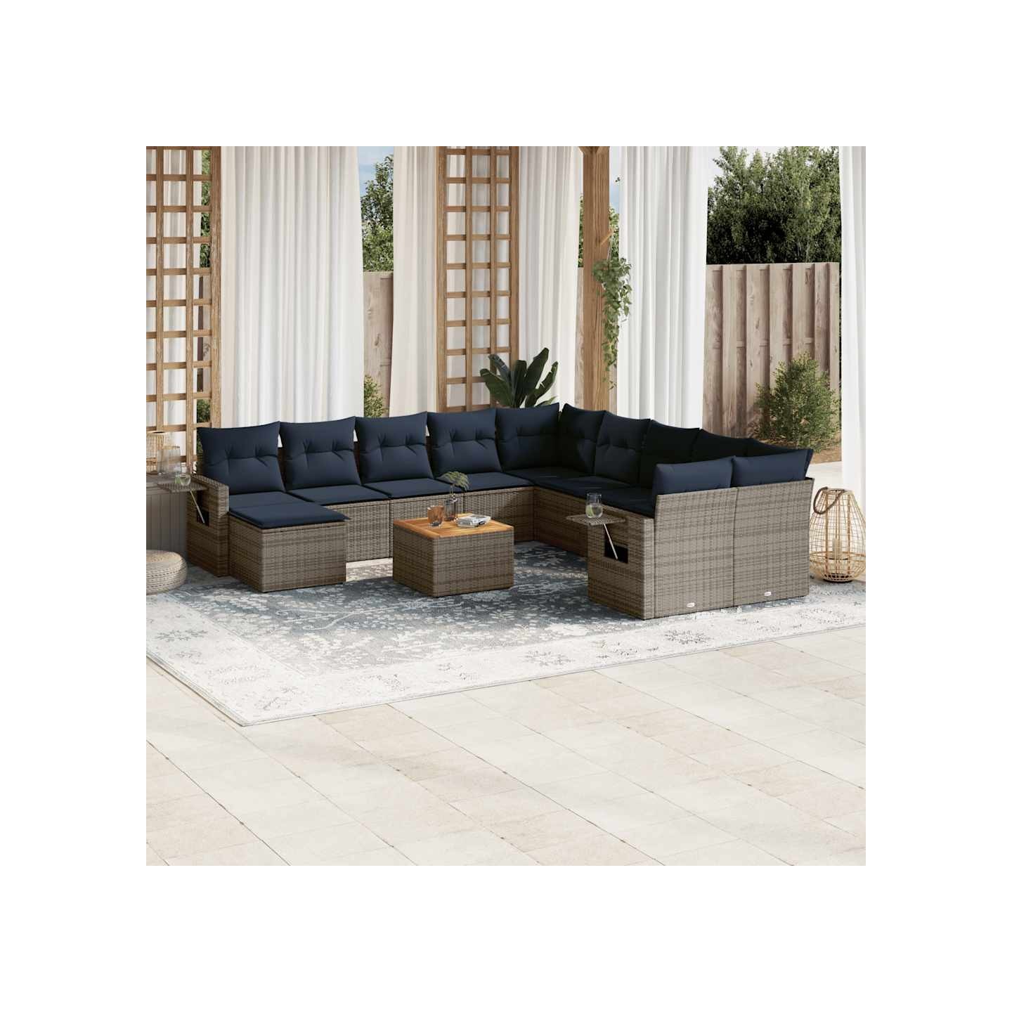 Ensemble de canapé de jardin 12 pcs avec coussins gris