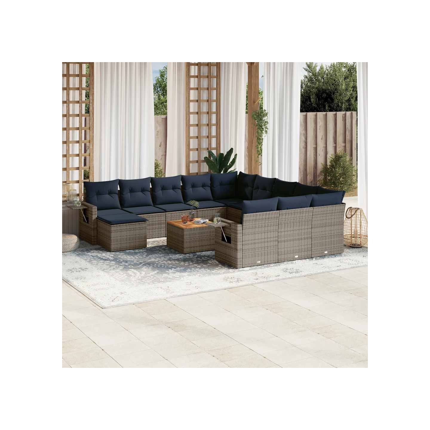Ensemble de canapé de jardin 13 pcs avec coussins gris