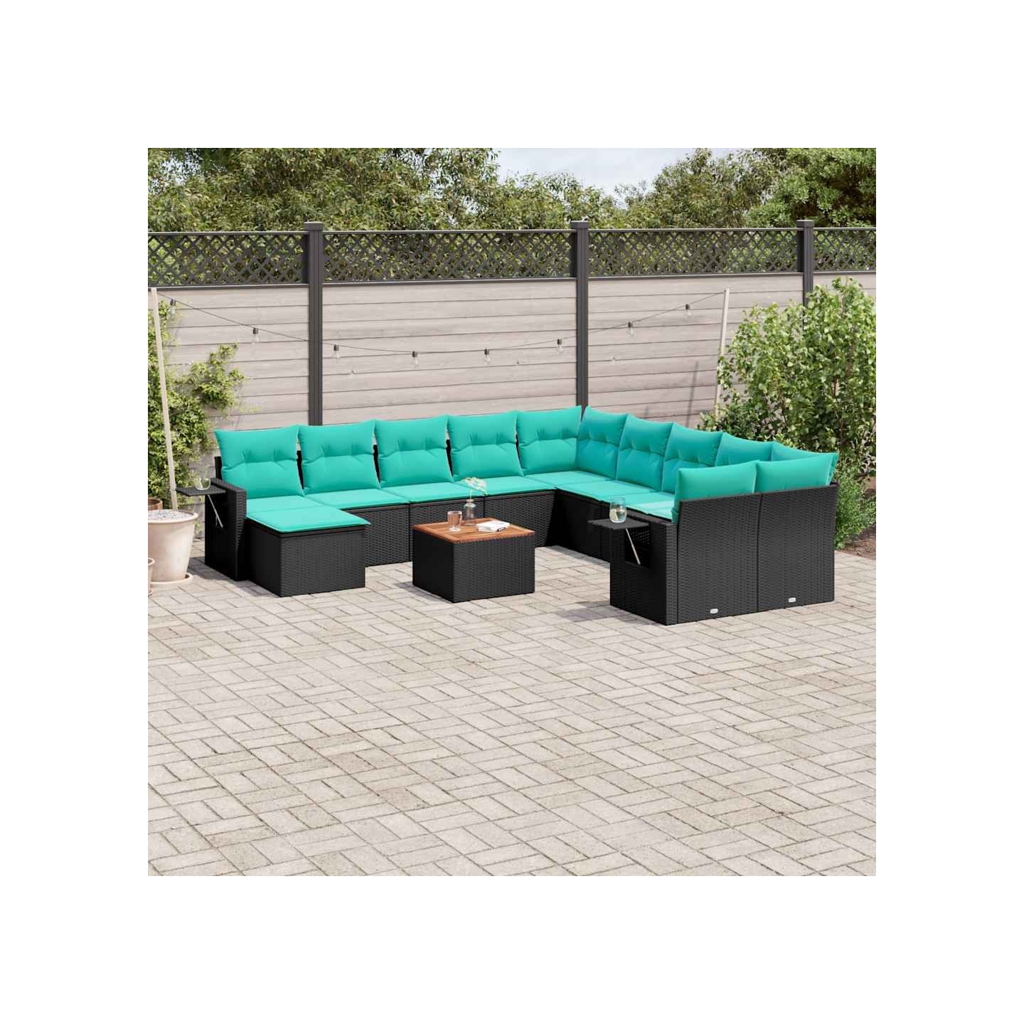 Ensemble de canapé de jardin 12 pcs avec coussins noir