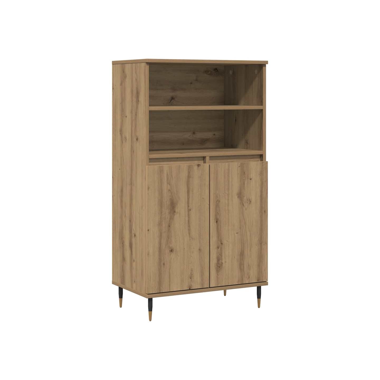 Buffet haut chêne artisanal 60x36x110 cm bois d'ingénierie