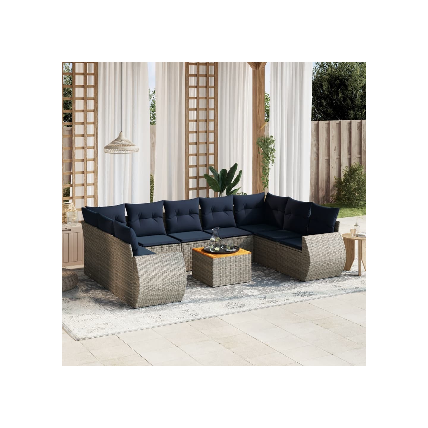 Ensemble de canapé de jardin 10 pcs avec coussins gris