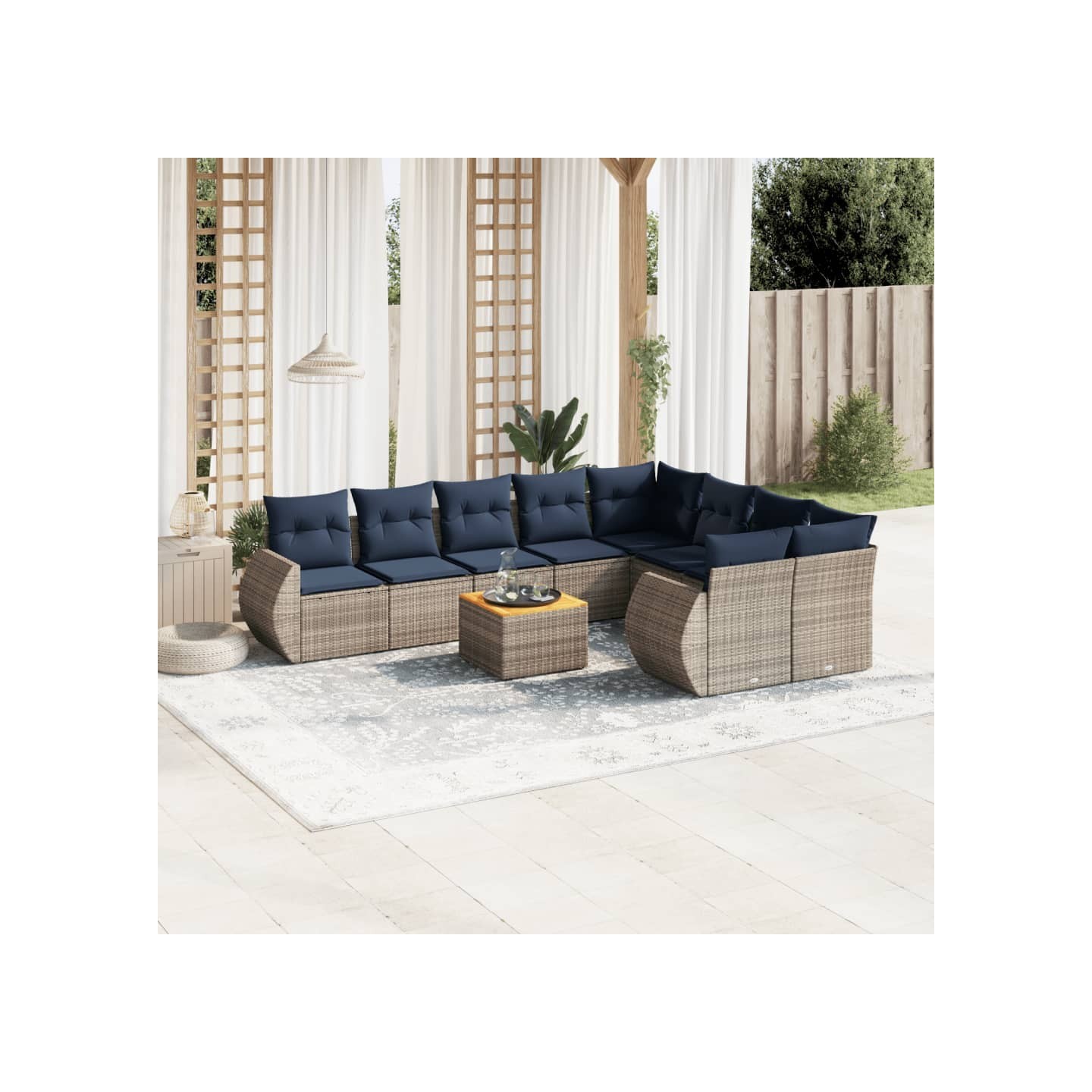 Ensemble de canapé de jardin 10 pcs avec coussins gris