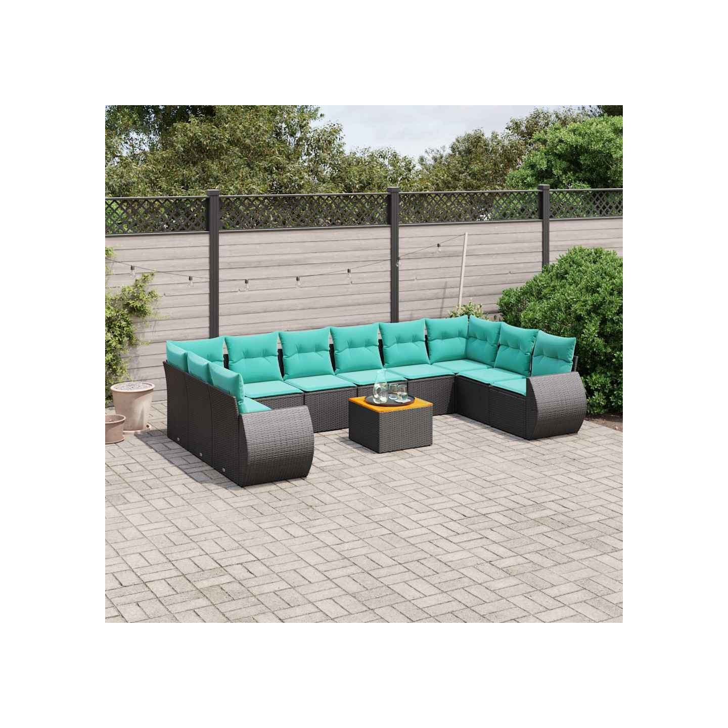 Ensemble de canapé de jardin 11 pcs avec coussins noir