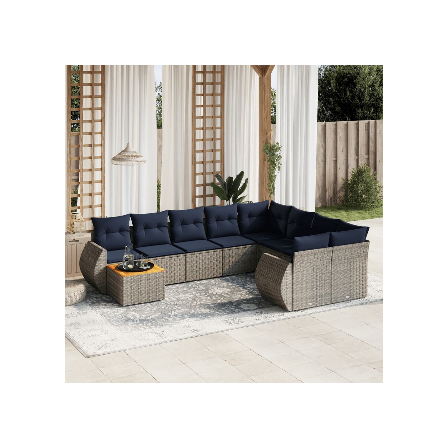 Ensemble de canapé de jardin 10 pcs avec coussins gris