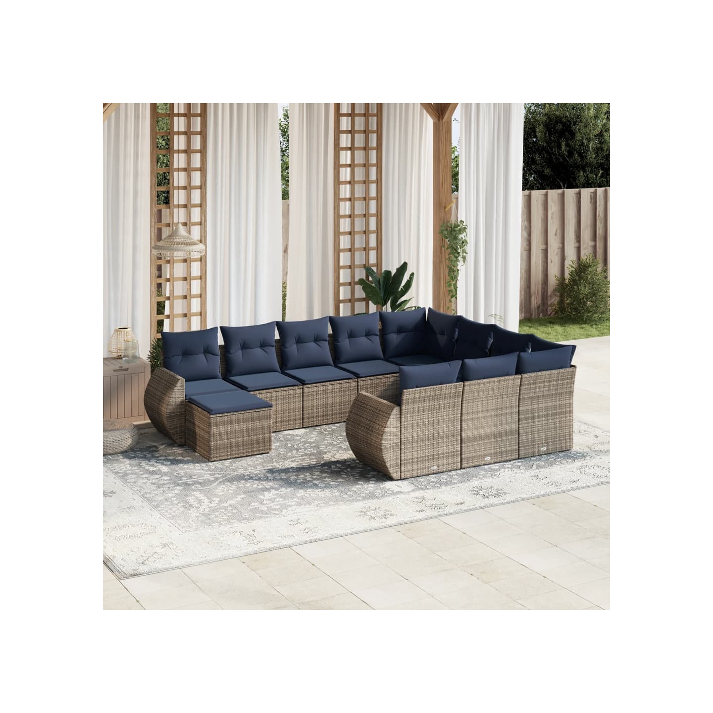 Ensemble de canapé de jardin 11 pcs avec coussins gris