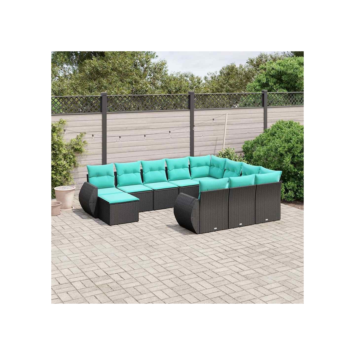 Ensemble de canapé de jardin 11 pcs avec coussins noir