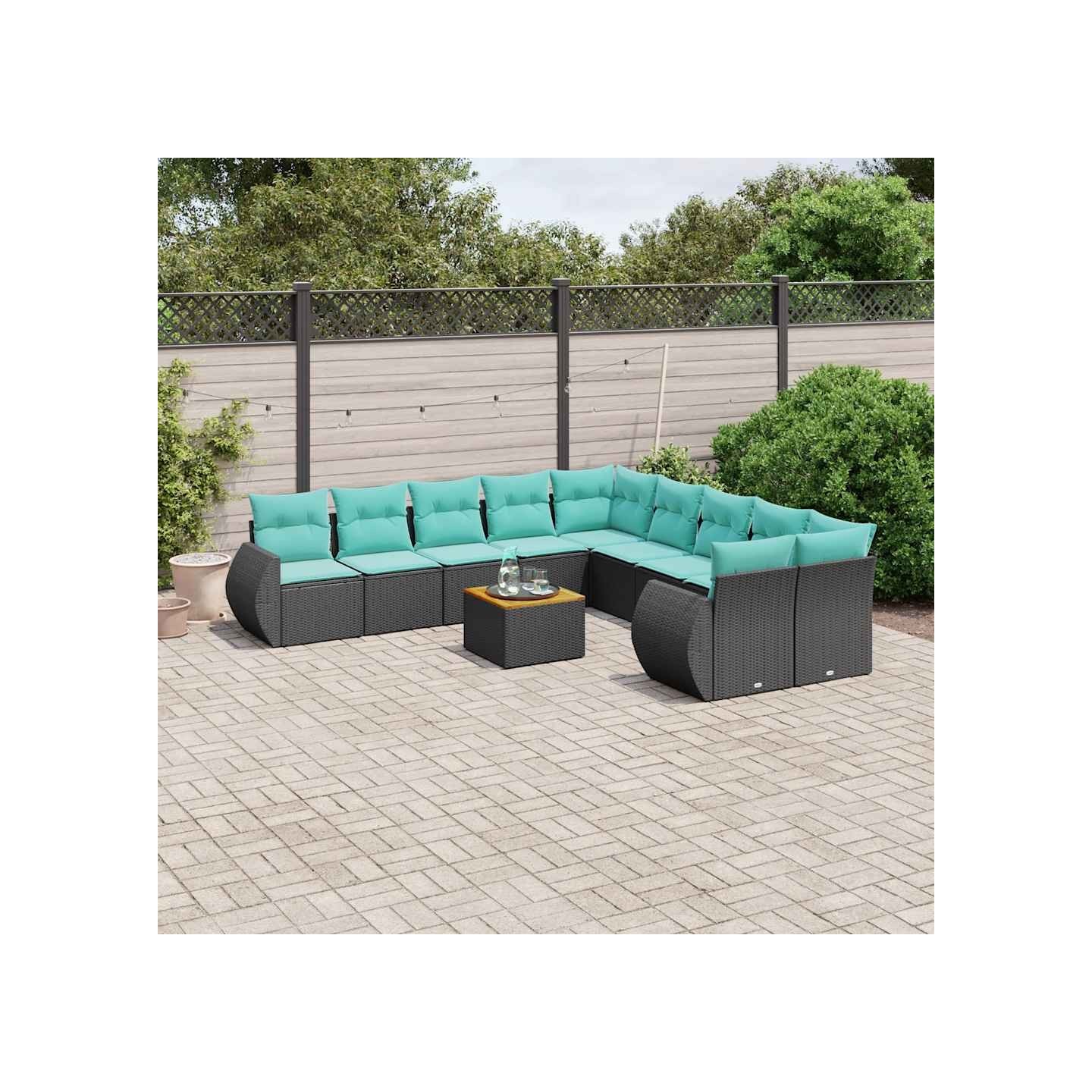 Ensemble de canapé de jardin 11 pcs avec coussins noir