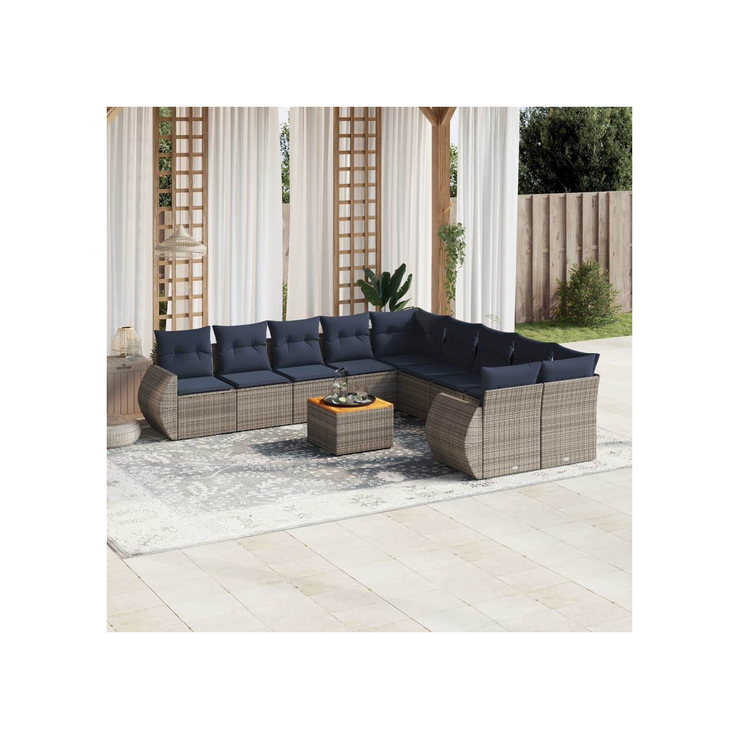 Ensemble de canapé de jardin 11 pcs avec coussins gris
