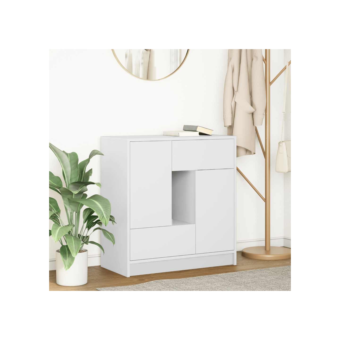 Buffet avec tiroirs et portes blanc 70,5x34x74,5 cm