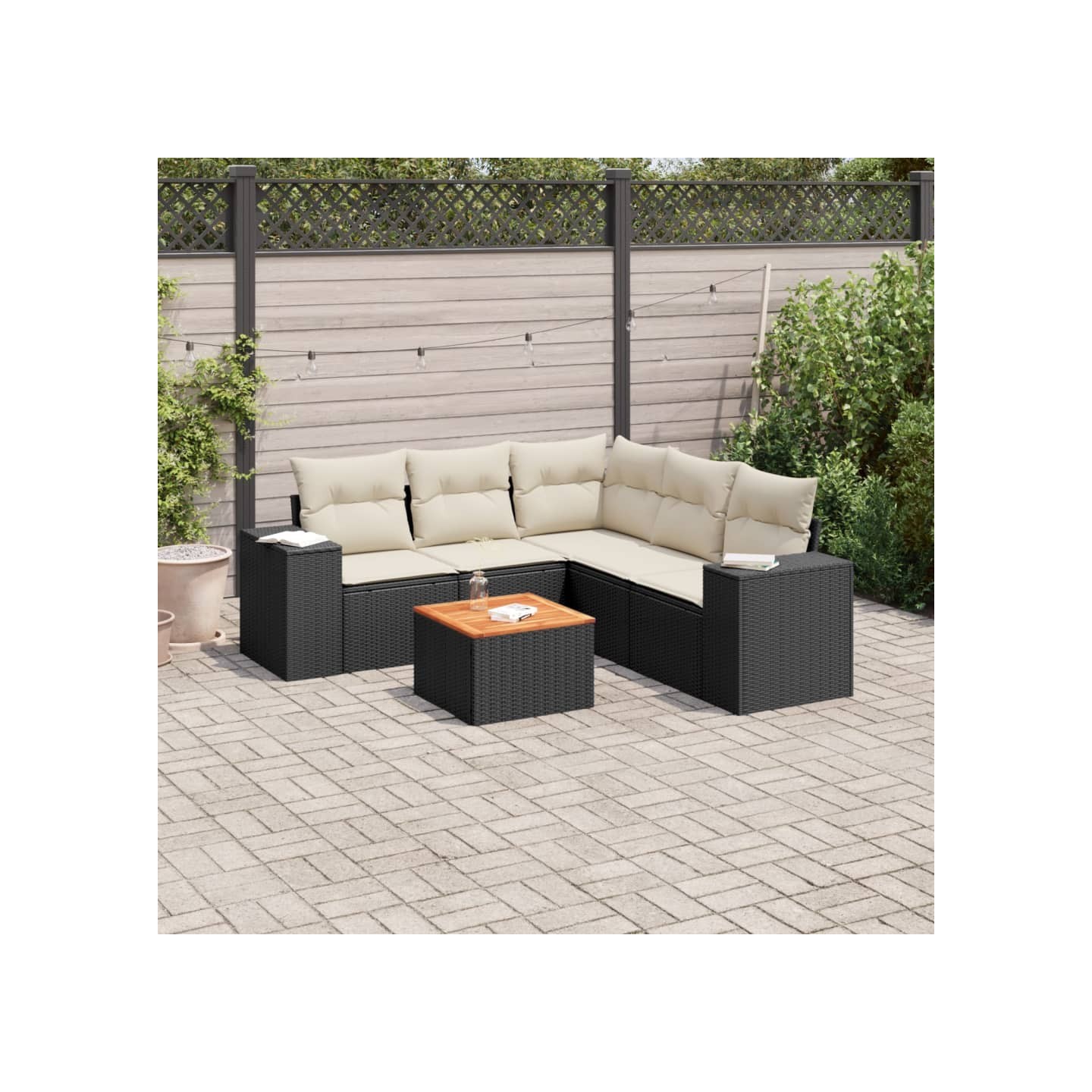 Patio Sofa Set 6 place Black and Cream