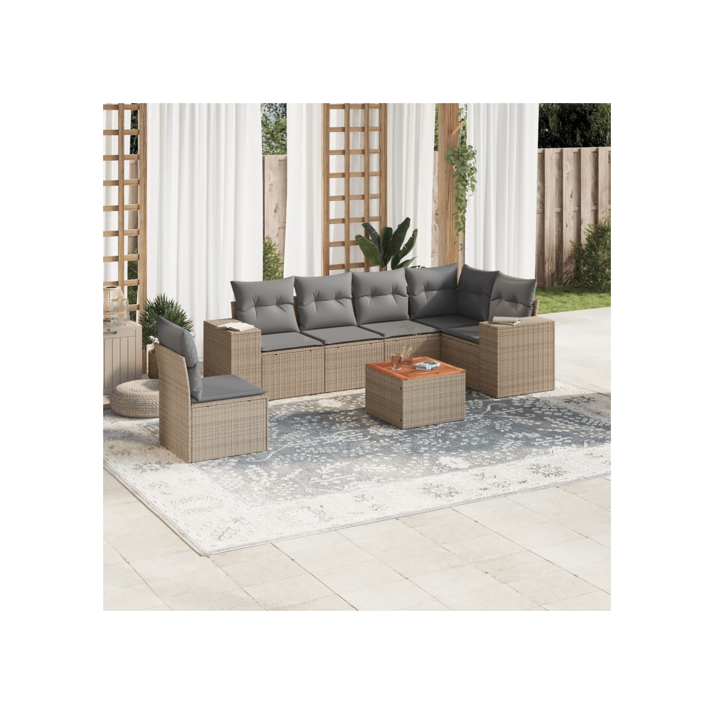Patio Sofa Set 6 place Beige and Grey