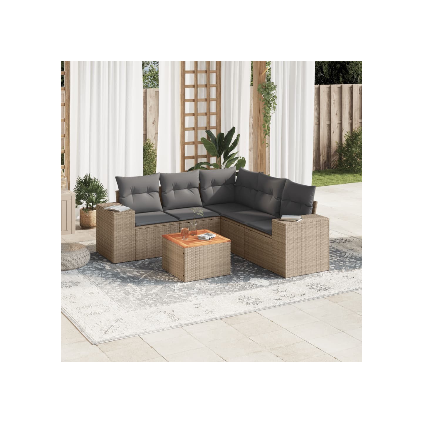 Patio Sofa Set 5 place Beige and Grey