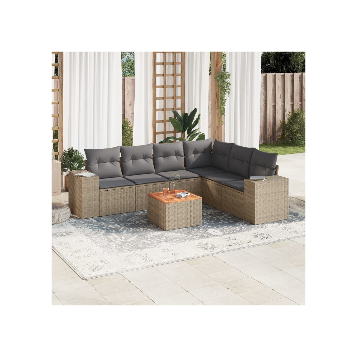 Patio Sofa Set 6 place Beige and Grey