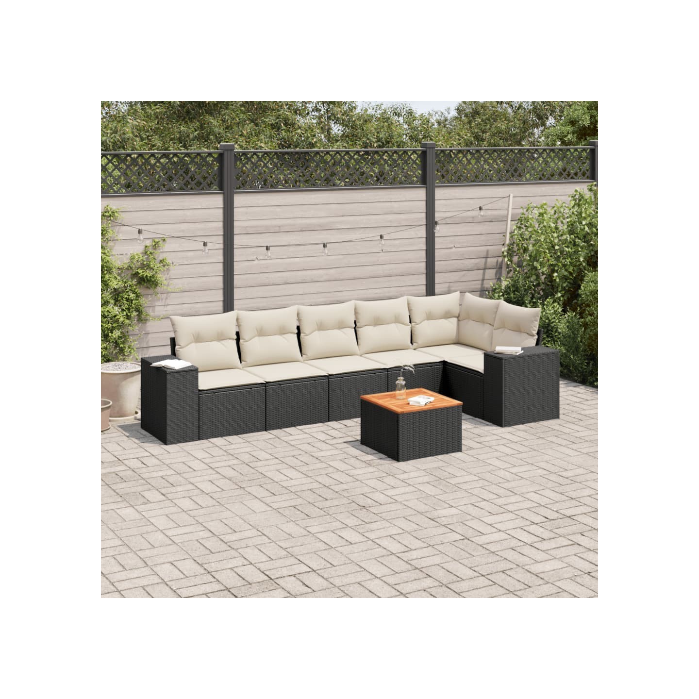 Patio Sofa Set 7 place Black and Cream