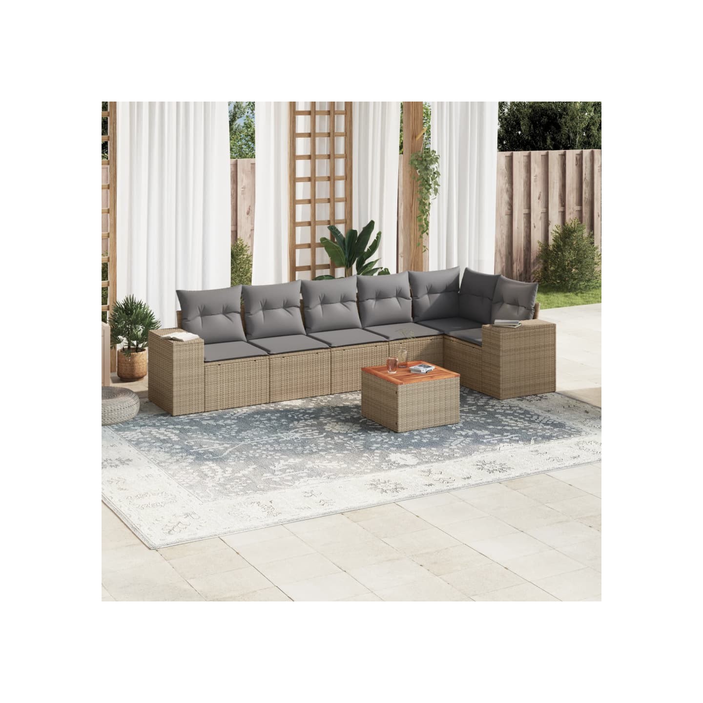 Patio Sofa Set 7 place Beige and Grey