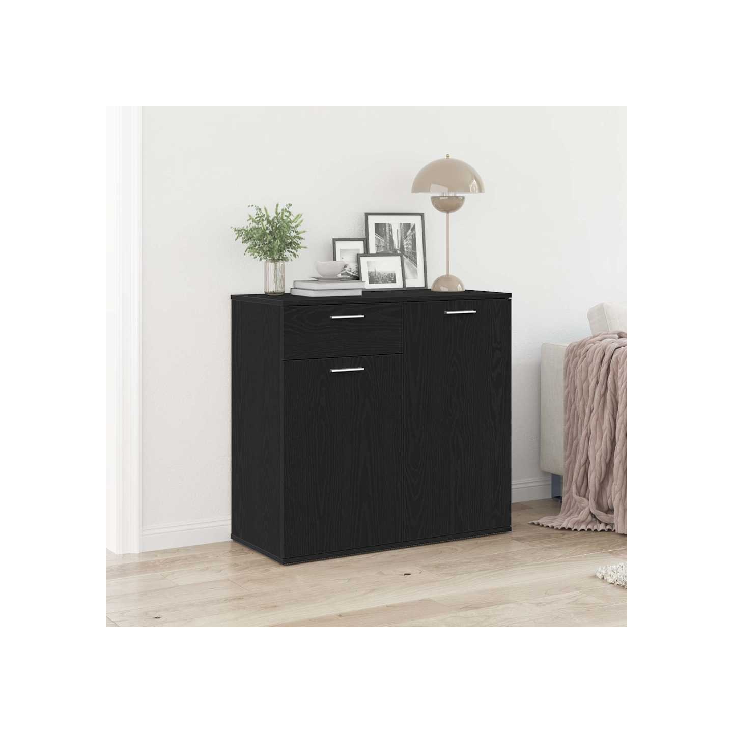 Buffet en chêne noir 80x36x75 cm bois d'ingénierie