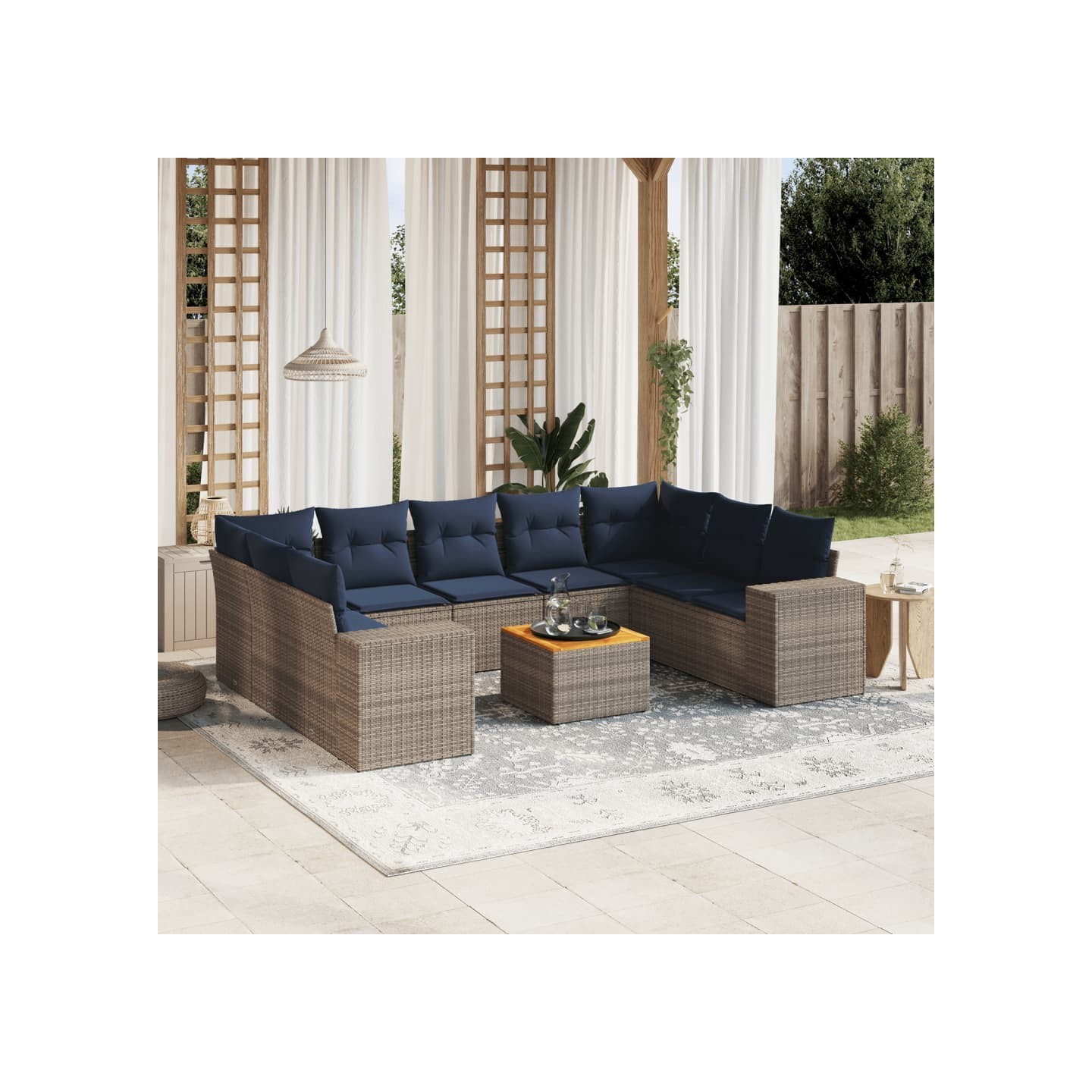 Ensemble de canapé de jardin 10 pcs avec coussins gris