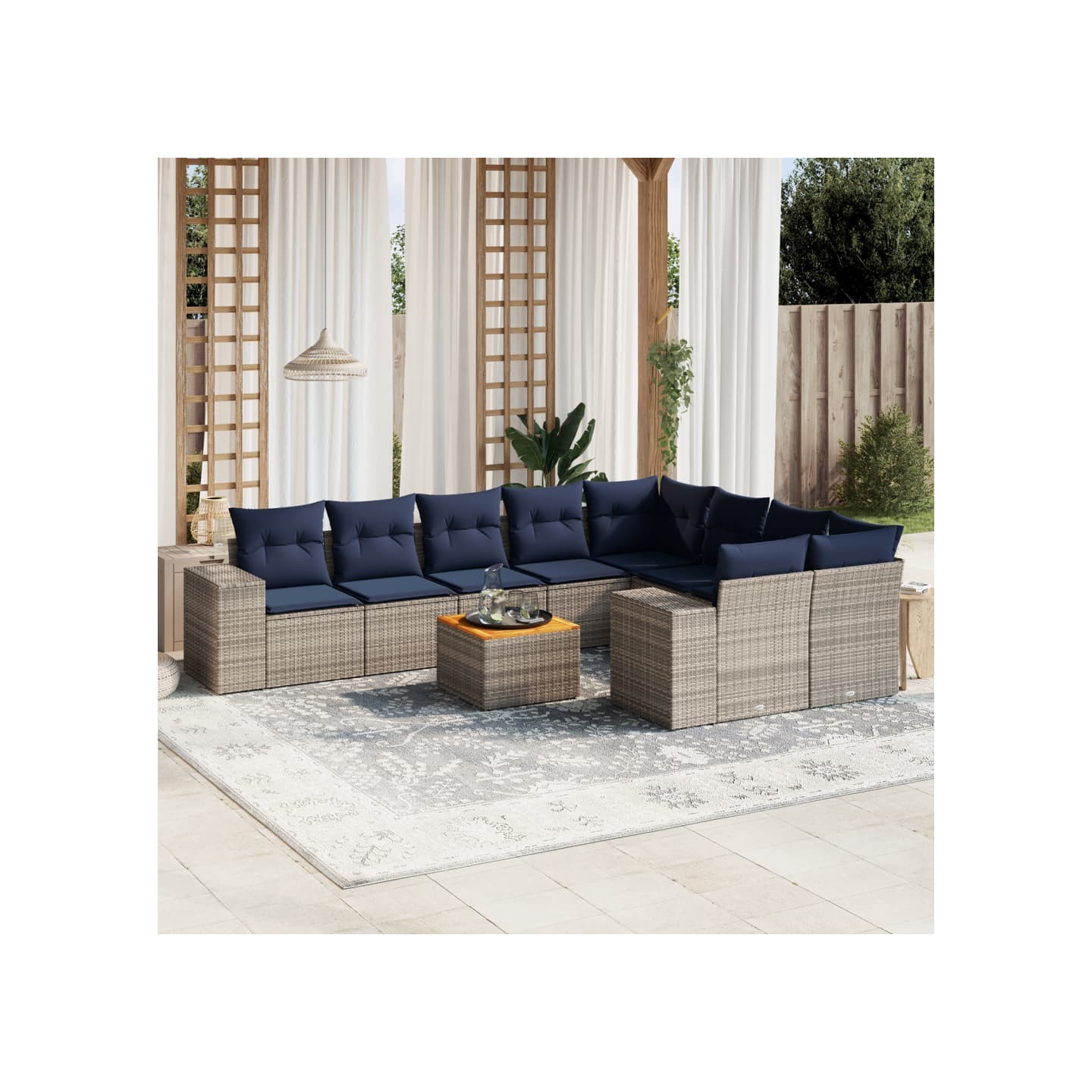 Ensemble de canapé de jardin 10 pcs avec coussins gris