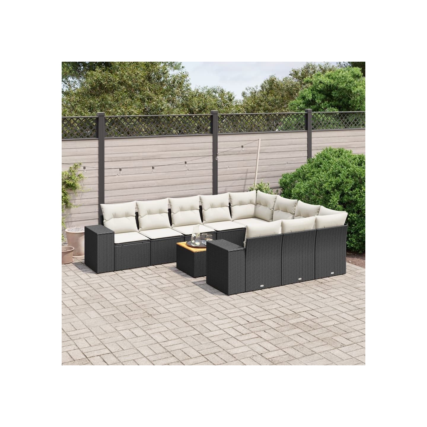Patio Sofa Set 10 place Black and Cream