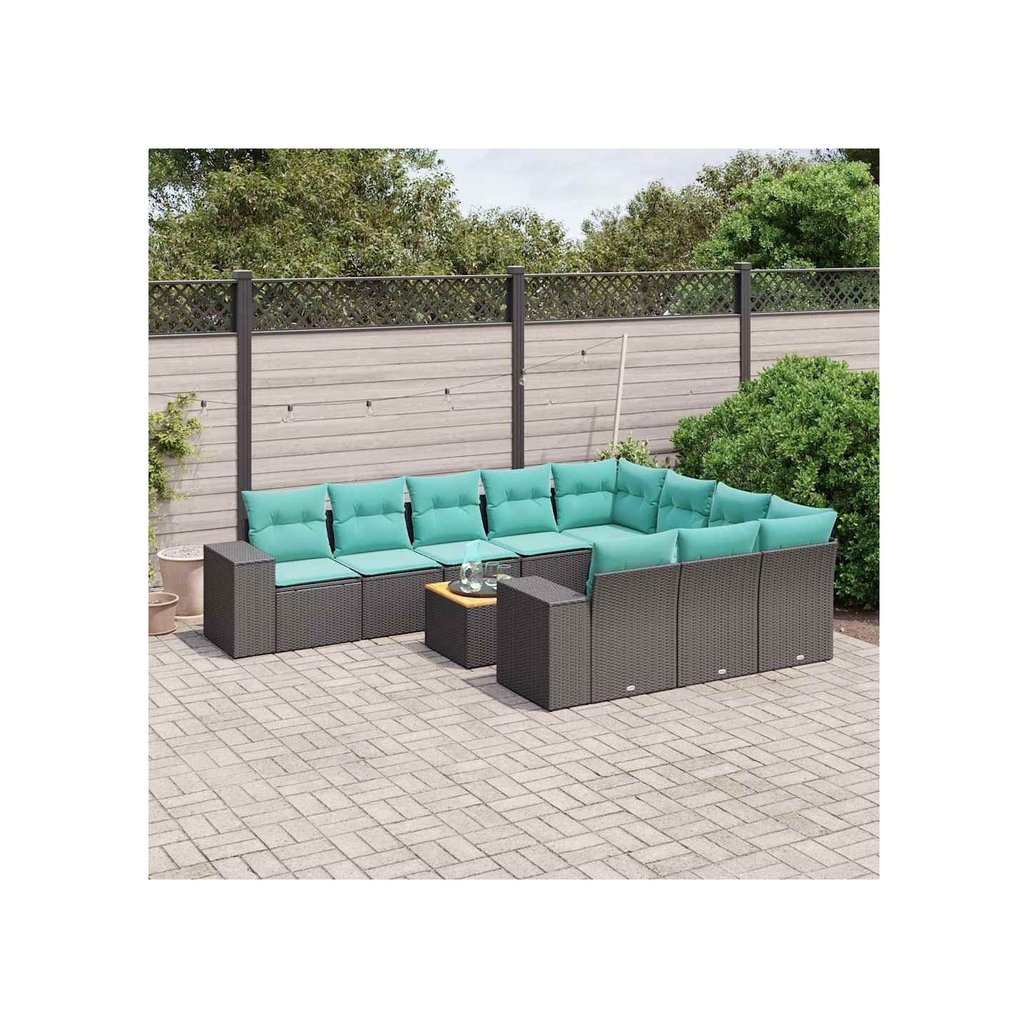 Ensemble de canapé de jardin 11 pcs avec coussins noir