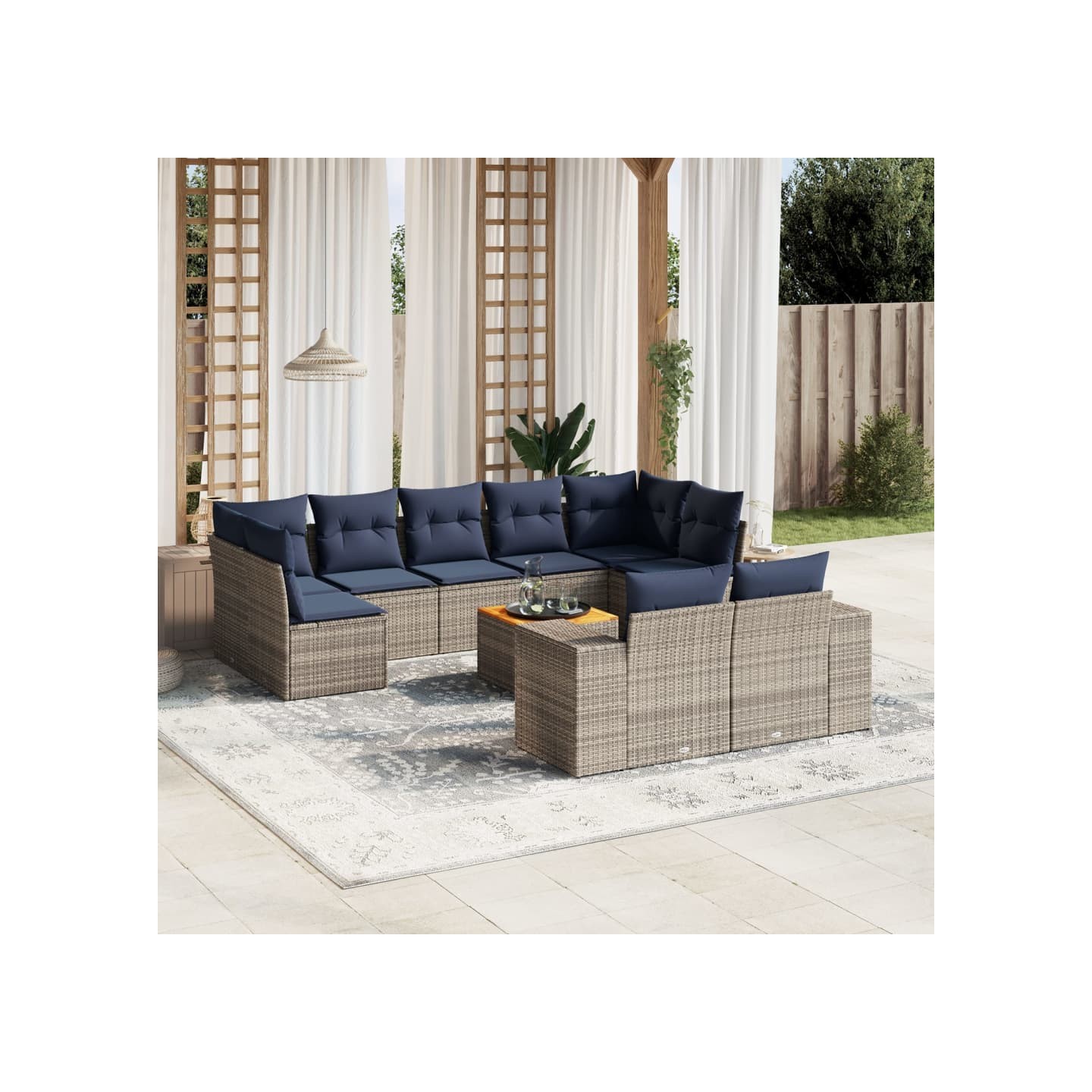 Ensemble de canapé de jardin 10 pcs avec coussins gris