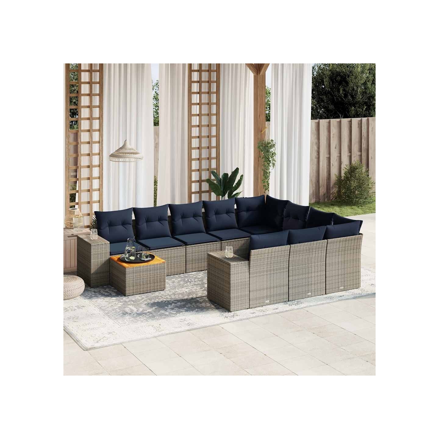 Ensemble de canapé de jardin 11 pcs avec coussins gris