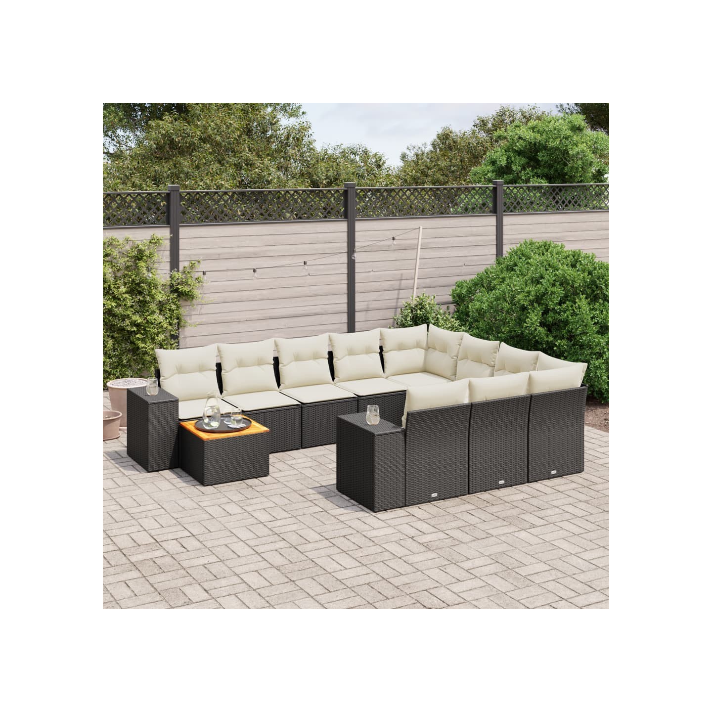 Patio Sofa Set 10 place Black and Cream