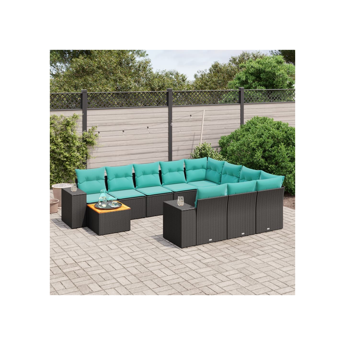 Ensemble de canapé de jardin 11 pcs avec coussins noir