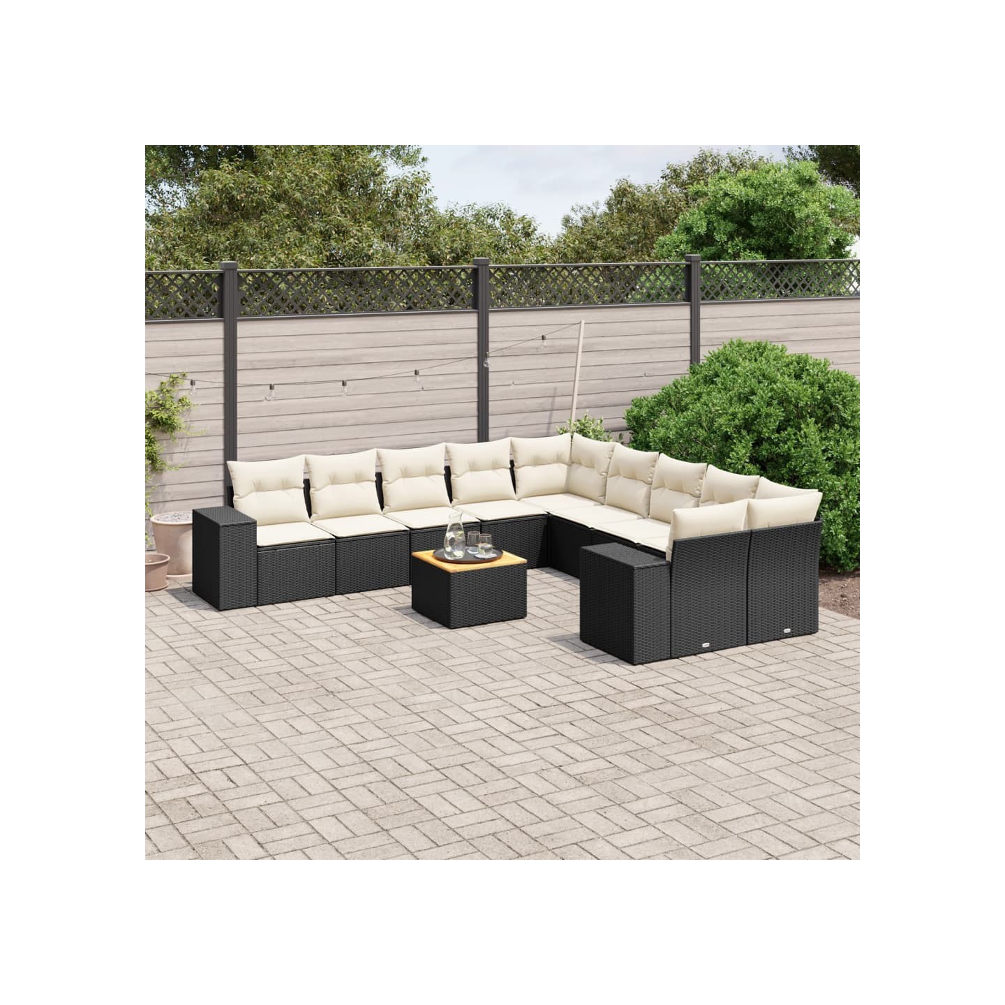 Patio Sofa Set 10 place Black and Cream
