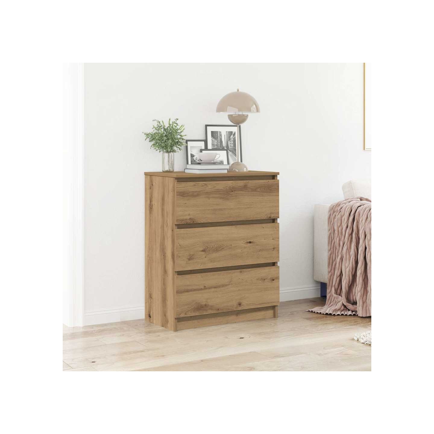 Buffet en chêne massif 60 x 35 x 76 cm bois d'ingénierie