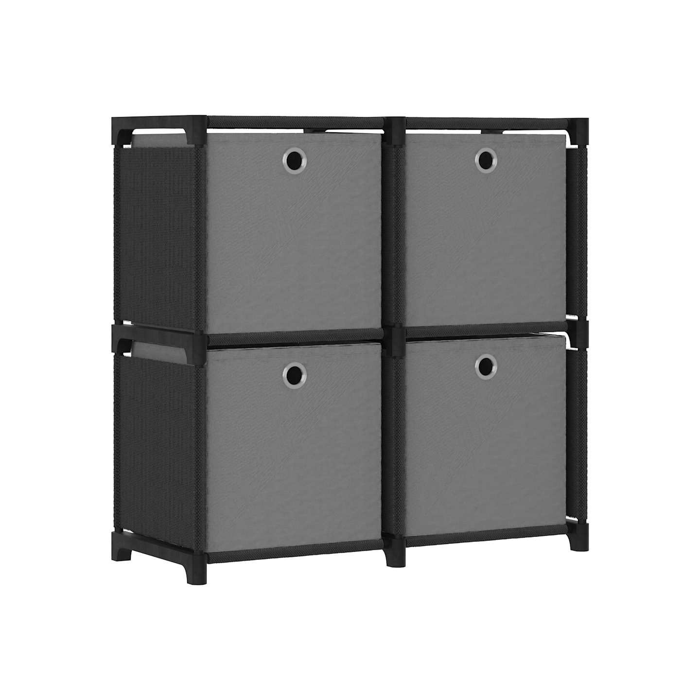 Étagère à 4 cubes avec boîtes Noir 69x30x72,5 cm Tissu