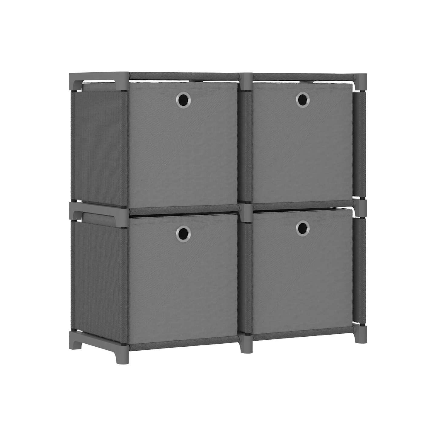 Étagère à 4 cubes avec boîtes Gris 69x30x72,5 cm Tissu